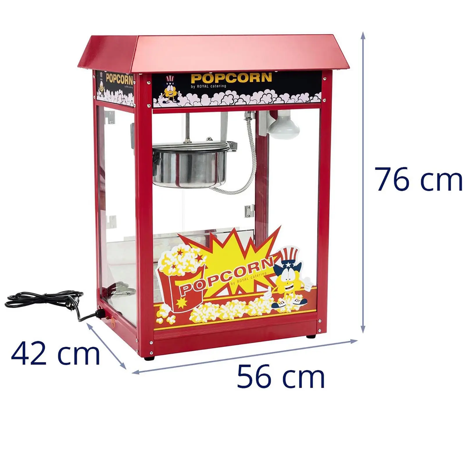 Mała maszyna do popcornu - stal nierdzewna, aluminium, szkło hartowane, powłoka teflonowa