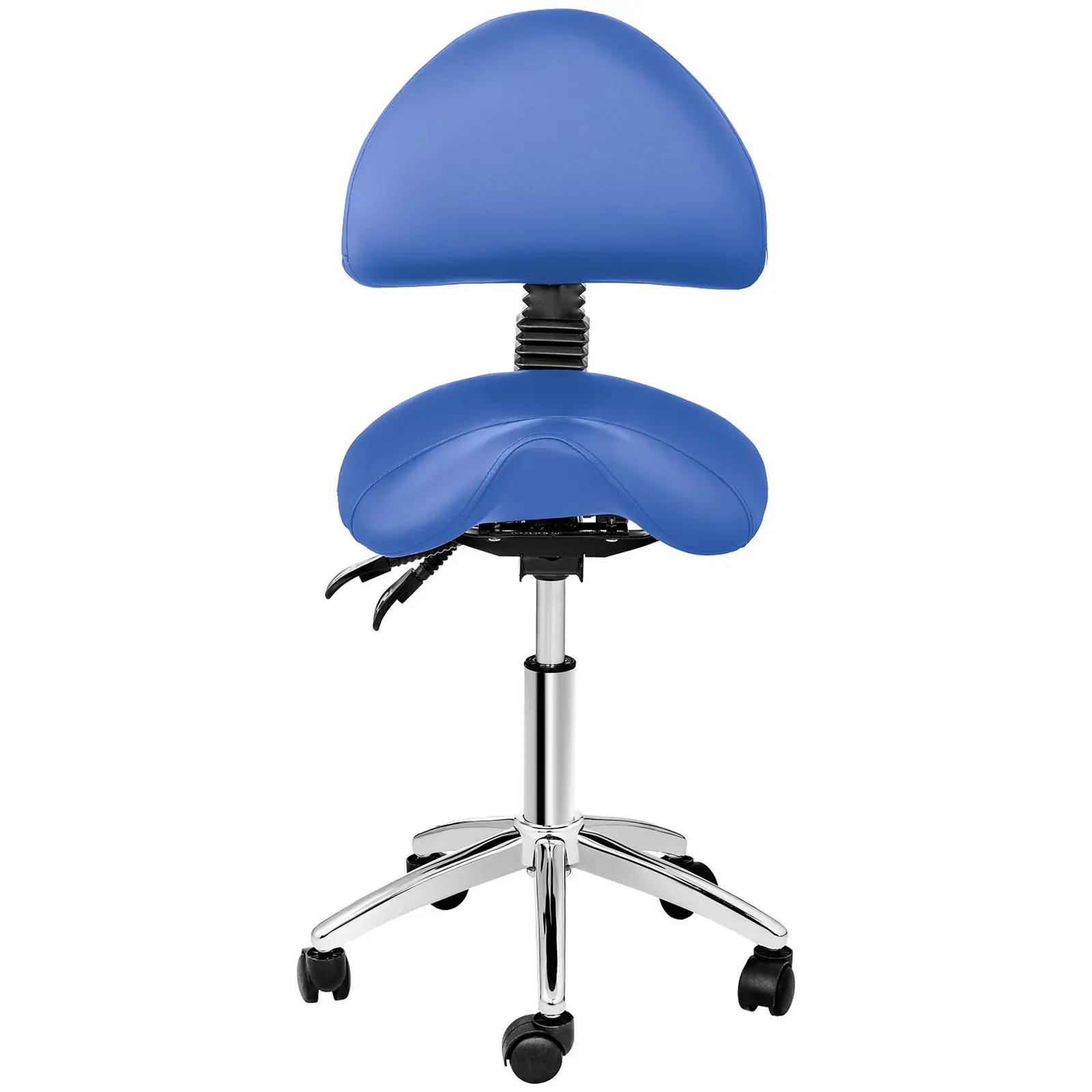 Krzesło siodłowe z oparciem 550 - 690 mm - 150 kg - niebieskie