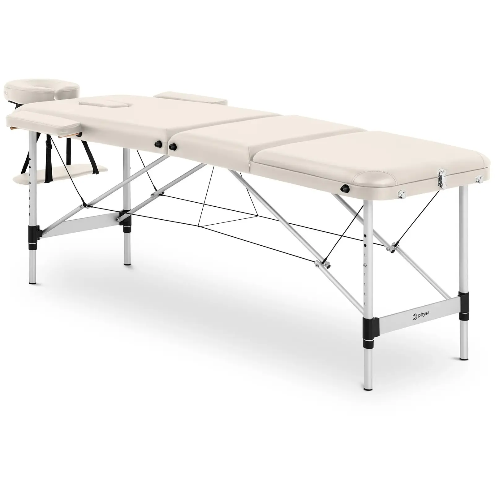 Składany stół do masażu - 185 x 60 x 60-81 cm - 180 kg - beżowy