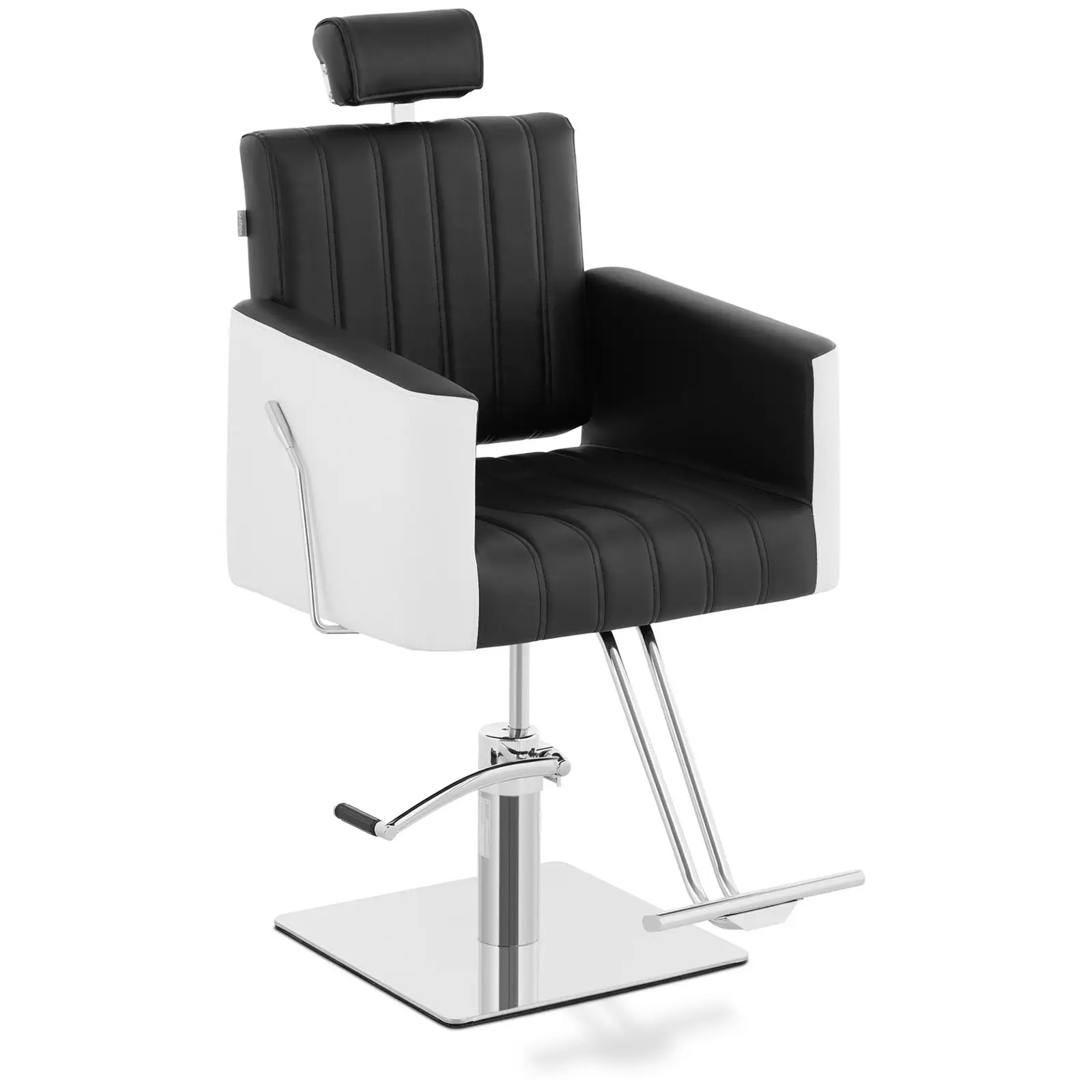 Fotel fryzjerski z podnóżkiem - 470 x 630 mm - 150 kg - czarny, biały