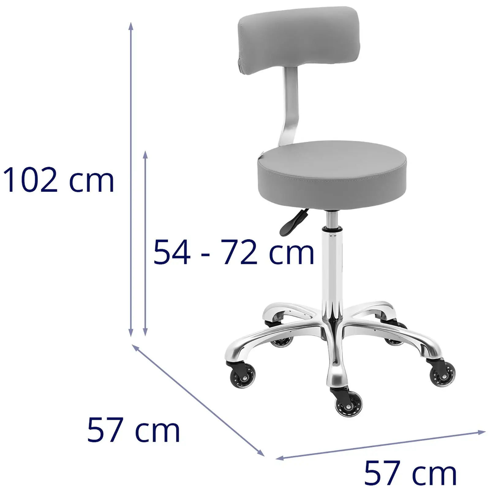 Krzesło kosmetyczne - 540 - 720 mm - ciemnoszare