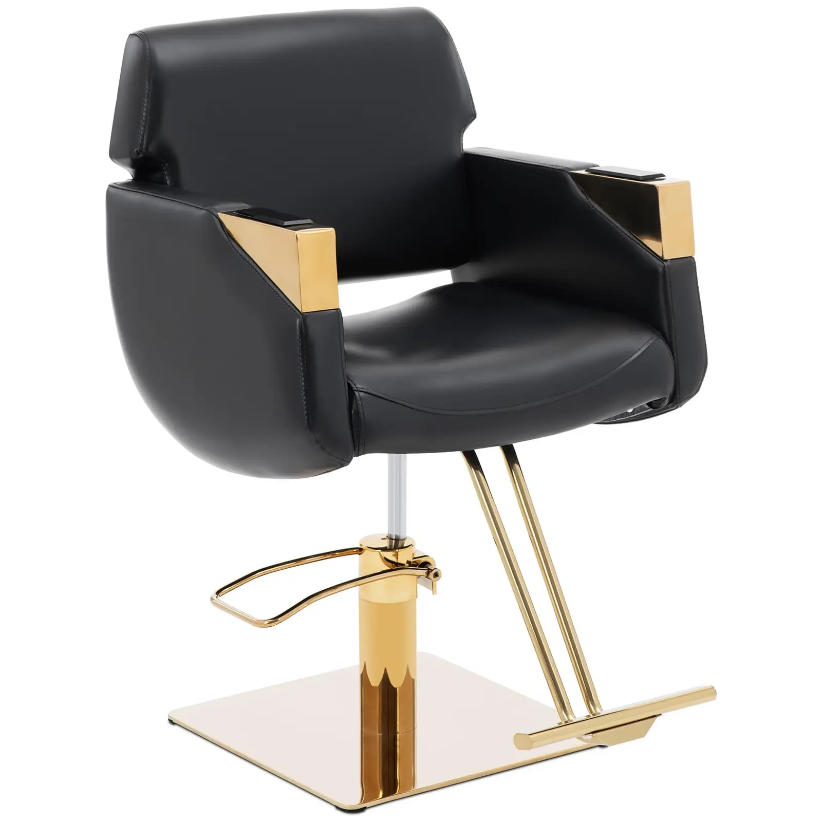 Fotel fryzjerski z podnóżkiem - 880 - 1030 mm - 200 kg - czarny / złoty