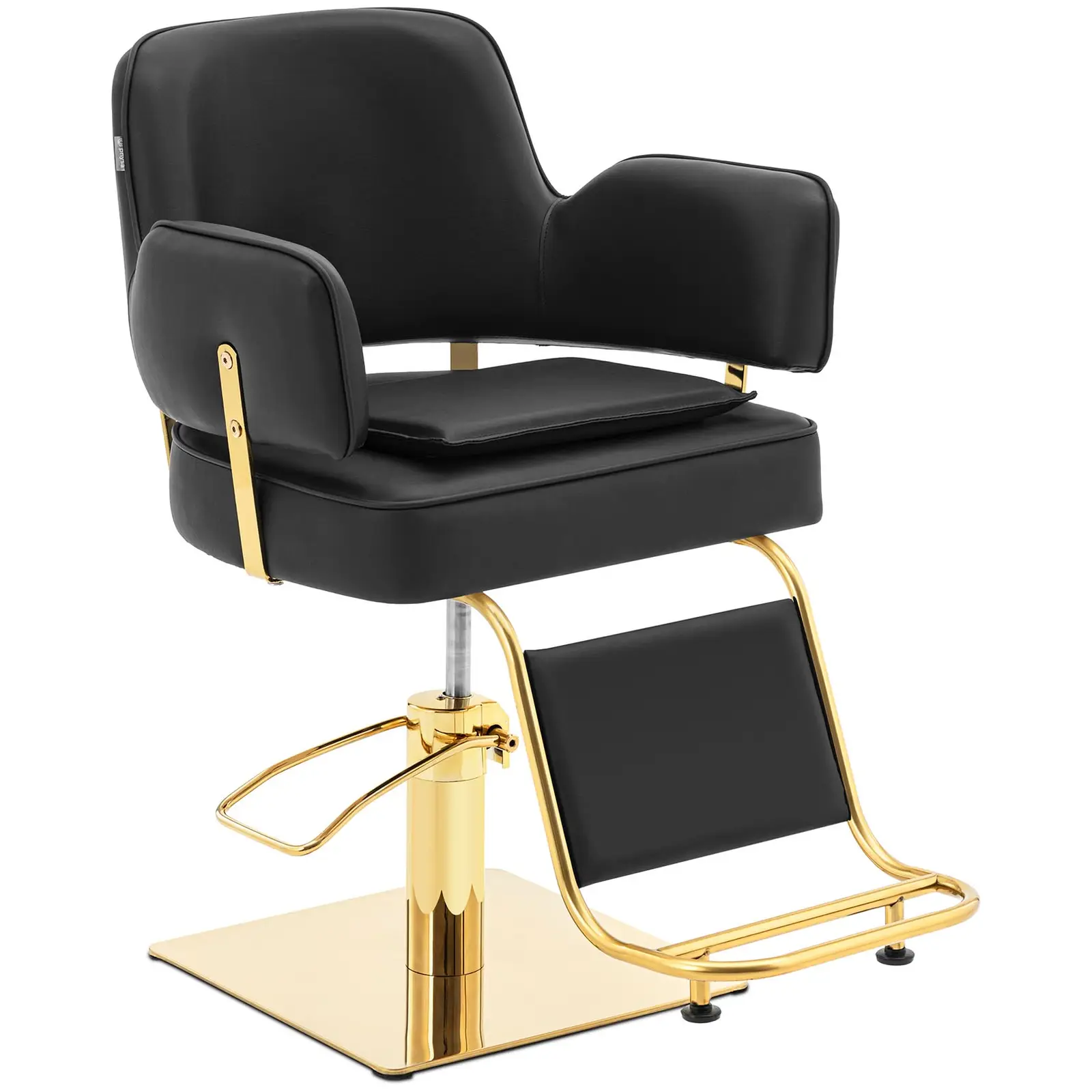 Fotel fryzjerski z podnóżkiem - 890 - 1020 mm - 200 kg - czarny / złoty