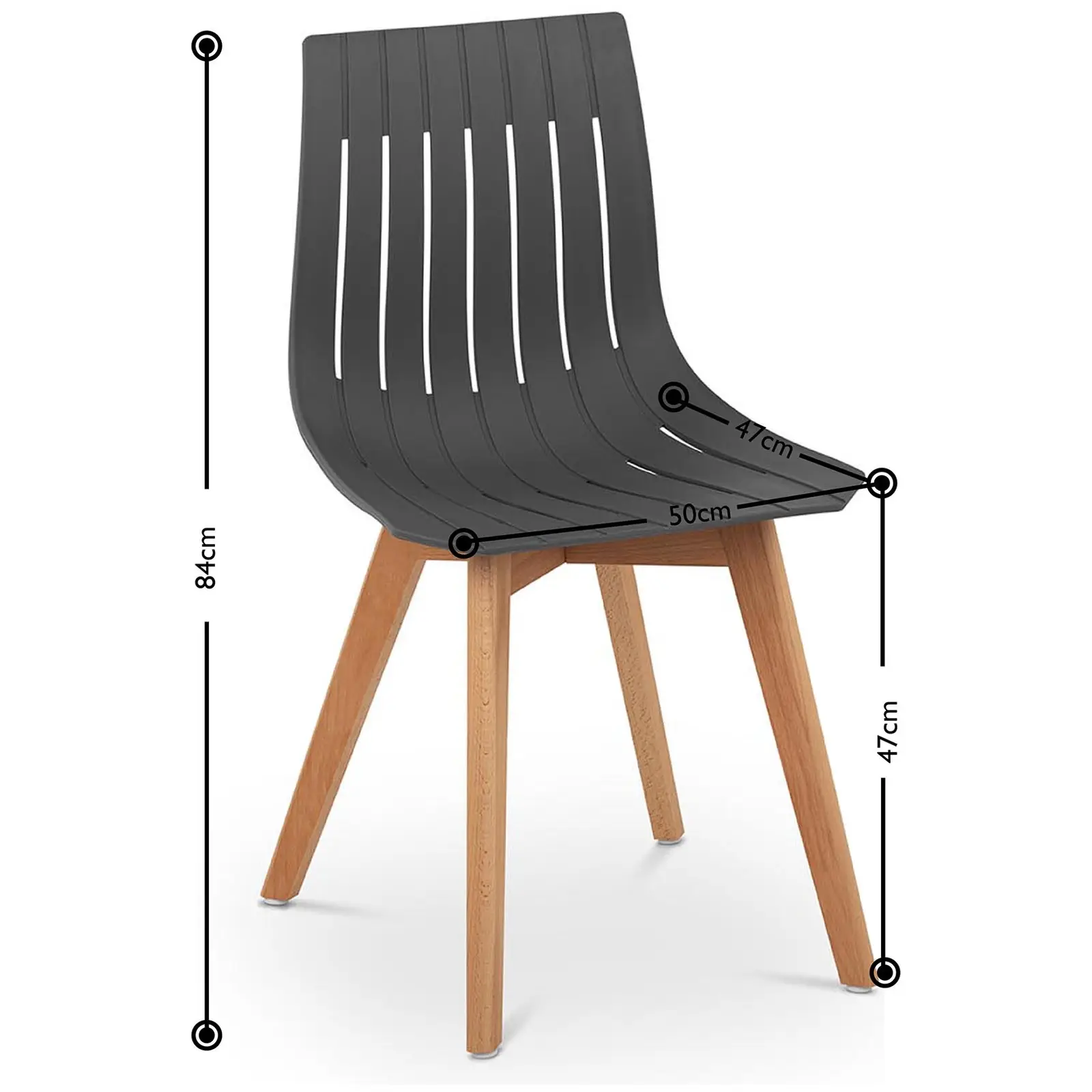 Krzesło - ażurowe - szare - 2 szt.