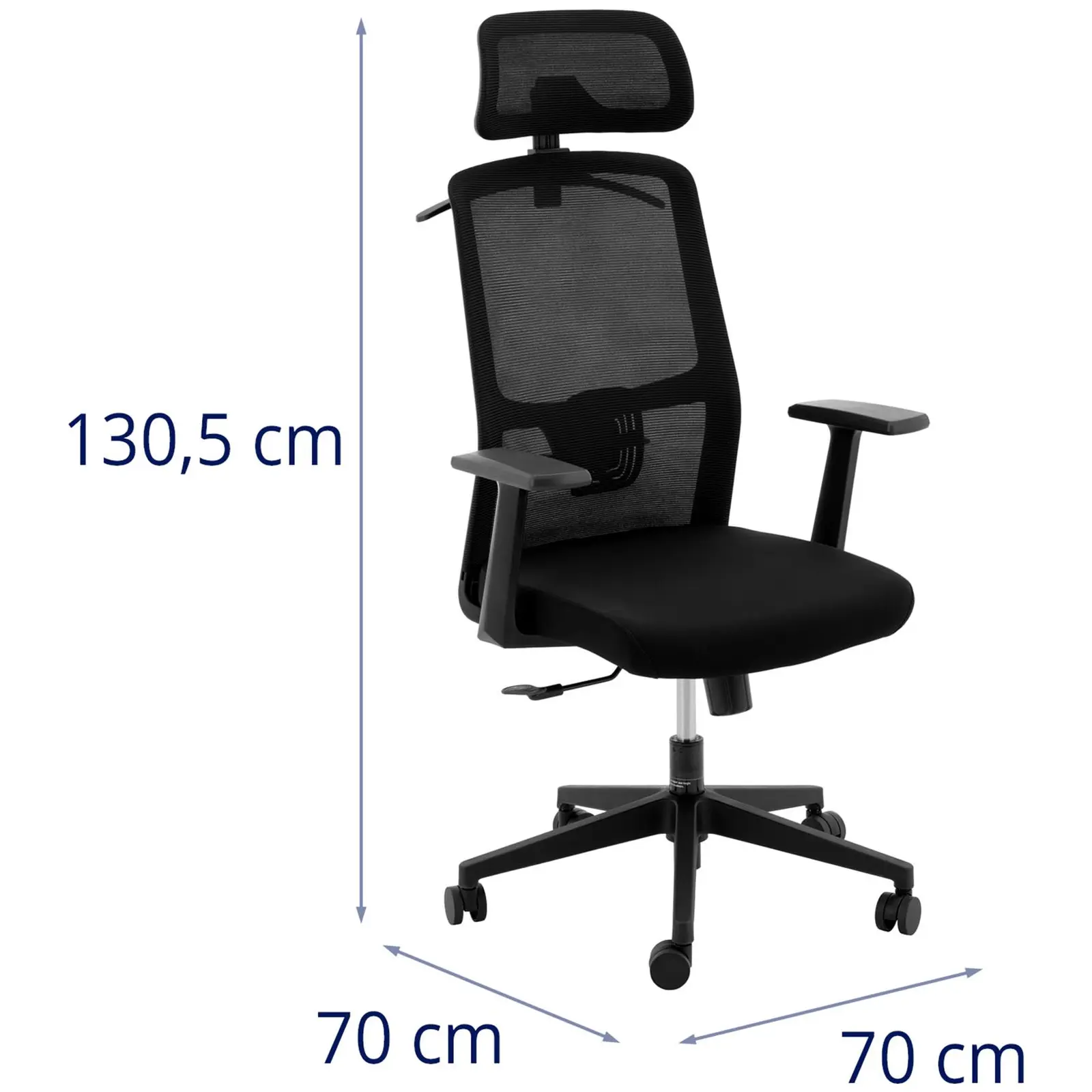 Fotel biurowy - oparcie z siatki - zagłówek - siedzisko 50 x 50.5 cm - do 150 kg - czarny