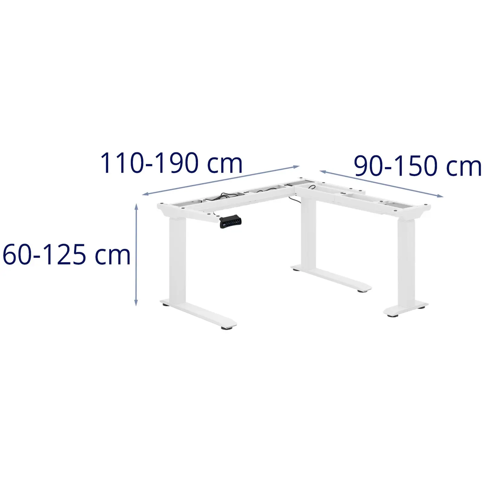 Stelaż pod biurko - wysokość: 60-125 cm - szerokość: 110-190 cm (po lewej) / 90-150 cm (po prawej)