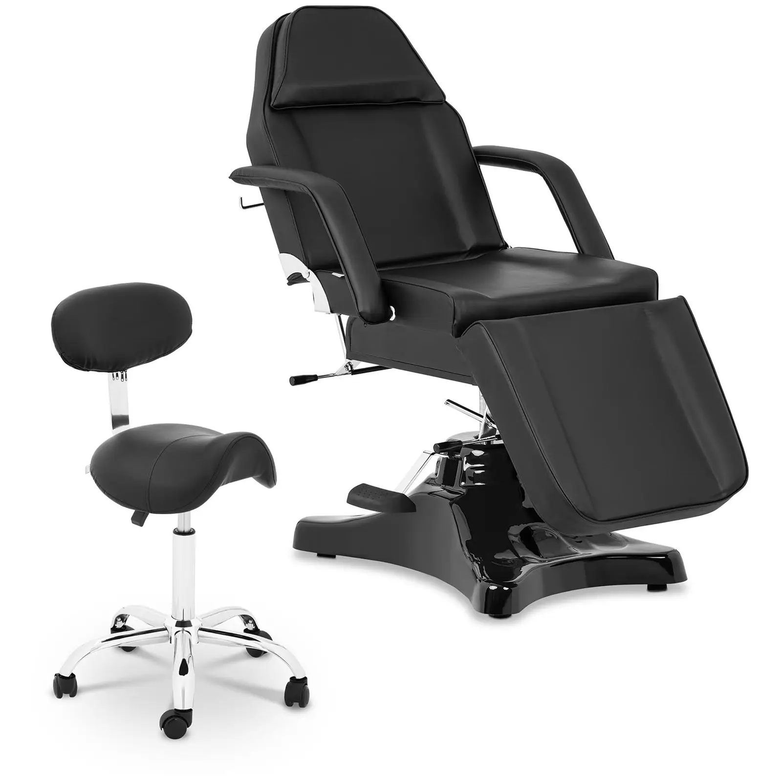Zestaw Fotel kosmetyczny Bergamo - czarny + Krzesło siodłowe Hamburg - czarne