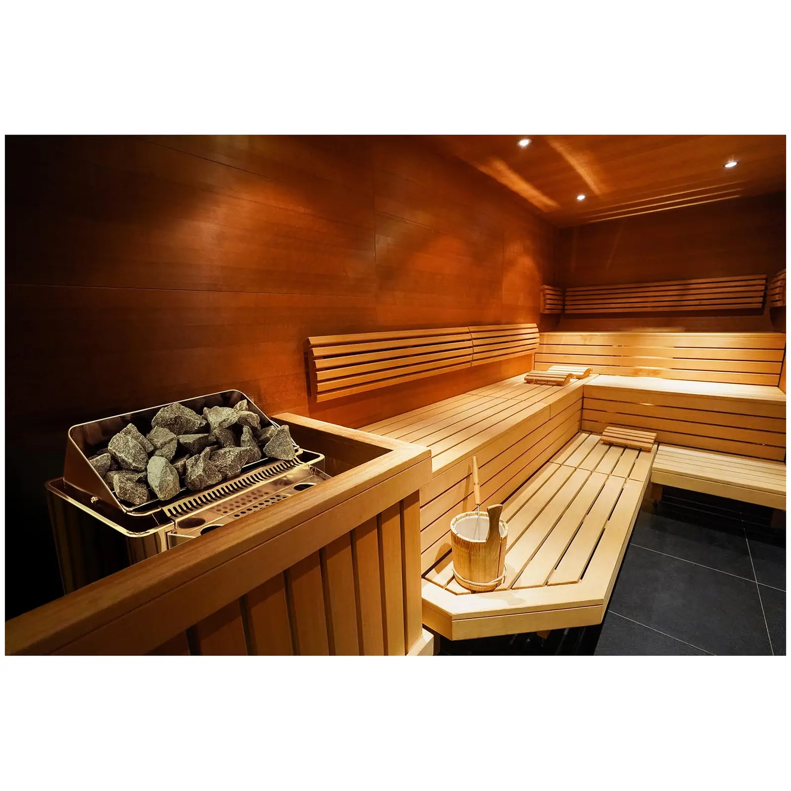 Zestaw Piec do sauny + Panel sterujący do sauny - 11,5 kW - od 30 do 110°C - z parownikiem wodnym