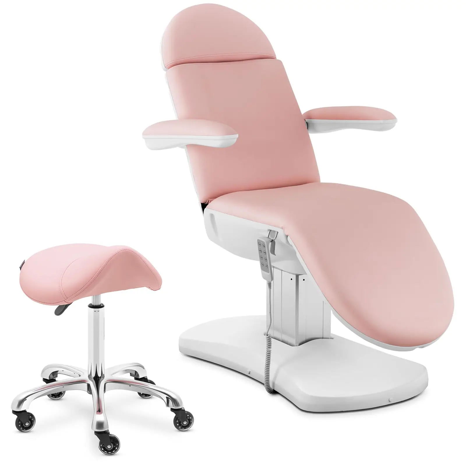 Fotel kosmetyczny i krzesło siodłowe - różowy, biały